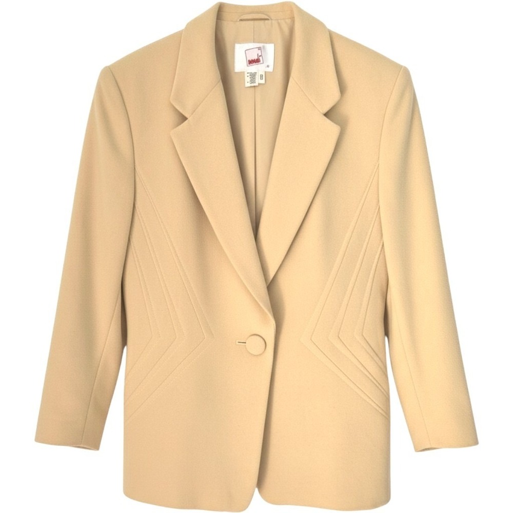 Mondi Vintage Wool Cashmere Blend Blazer Yellow Single Button Geometric Stitch 8